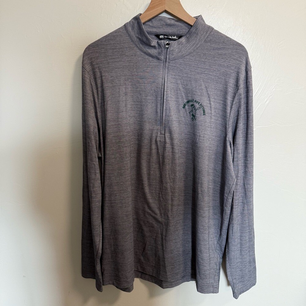TravisMathew Havasu 2.0 Quarter Zip Grey Sweatshirt Pullover Lightweight Golf M